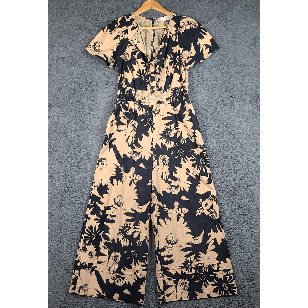 Anthropologie Floral Wide Leg The Somerset Jumpsuit XS Smocked Waist V-Neck - Picture 1 of 10